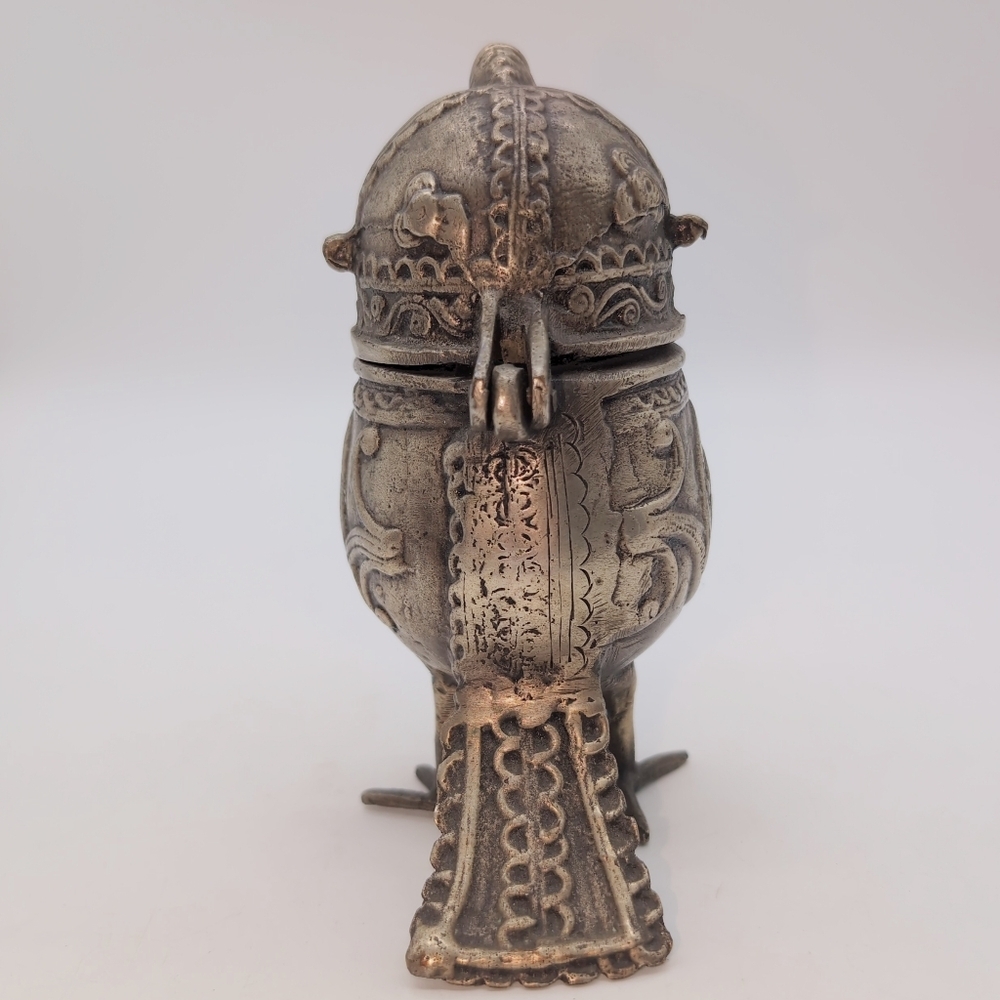 Dhokra Owl Intricate Metal Bird Sculpture Box Vintage India - Picture 5 of 9
